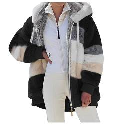 Teddyfleece Jacke Damen Oversize mit Kapuze Fleece Plüschjacke Flauschig Warm Reißverschluss Wolljacke Sherpa Jacke Gefüttert Outdoor Teddyjacke Winter Teddy Fleecejacke Kuscheljacke Winterjacke von umifyxioy