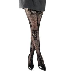 umifyxioy Halloween Kostüm, Netzstrumpfhose Schwarz Halloween Netz Totenkopf Spinnen Spinnennetz Skelett Strumpfhose Damen Halloween Kostüm Accessoires Tag Der Toten Festival Karneval Strümpfe von umifyxioy