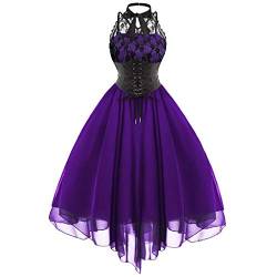 umifyxioy Mittelalter Kleid Damen Spitze Korsett Gothic Kleid Retro Renaissance Knielang Tunika Kleid Halloween Fasching Karneval Kostüm Vintage Mittelalterkleid Damen von umifyxioy