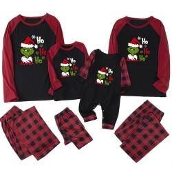 umifyxioy Weihnachtspyjama Grinch Familie Set Familien Weihnachten Pyjamas Set Grinch Kostüm Plaid Schlafanzug Christmas Pjs Damen Herren Kinder Baby Familie Weihnachts Outfit Zweiteilige Hausanzug von umifyxioy