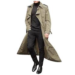 umifyxioy herren winterjacke lang,Herren Mantel Lang Jacke Revers Trenchcoat Vintage Windbreaker Casual Parka Outwear Cardigan Männer Übergangsjacke Klassischer Herrenmantel Wintermantel von umifyxioy