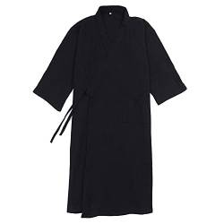 un-brand Japanische Kimono-Samtrobe für Herren in Übergröße Zen-Kleidung Taoistische Kleidung (Größe L, Schwarz) von un-brand