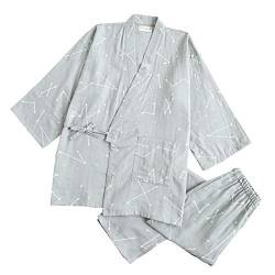 un-brand Japanischer Kimono-Baumwoll-Hanfu-Pyjama-Anzug für Herren in Übergröße Zen-Kleidung Taoistische Kleidung (Größe L, graue Sternenkarte) von un-brand