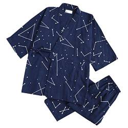 un-brand Japanischer Kimono-Baumwoll-Hanfu-Pyjama-Anzug für Herren in Übergröße Zen-Kleidung Taoistische Kleidung (Größe M, Navy Star Map) von un-brand