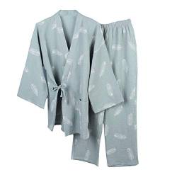 un-brand Japanischer Kimono-Baumwoll-Hanfu-Pyjama-Anzug für Herren in Übergröße Zen-Kleidung Taoistische Kleidung (Größe XL, G) von un-brand