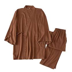 un-brand Japanischer Kimono-Baumwoll-Pyjama-Anzug für Herren in Übergröße Zen-Kleidung Taoistische Kleidung (Größe M, N4) von un-brand