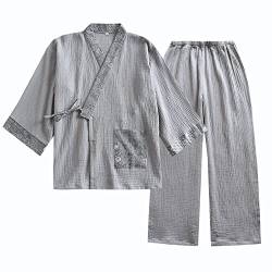 un-brand Japanischer Kimono Doppelgaze-Baumwollpyjama-Anzug für Herren in Übergröße Zen-Kleidung Taoistische Kleidung (Größe M, A4) von un-brand