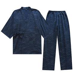 un-brand Japanischer Kimono Double Gaze Cotton Pyjama Anzug für Herren Plus Size Zen Clothing Taoist Clothing (Größe XL, A1) von un-brand