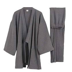 un-brand Japanischer Kimono-Samt-Pyjama-Anzug für Herren in Übergröße Zen-Kleidung Taoistische Kleidung (Größe XL, D) von un-brand