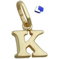 unbespielt Buchstabenanhänger Schmuck Kettenanhänger Anhänger Buchstabe K glänzend aus 375 Gold 8 x 7 mm inklusive Schmuckbox, Goldschmuck für Damen und Herren von unbespielt