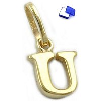 unbespielt Buchstabenanhänger Schmuck Kettenanhänger Anhänger Buchstabe U aus 375 Gold 8 x 6 mm, Goldschmuck für Damen und Herren von unbespielt