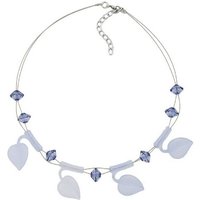 unbespielt Collier Drahtkette mit Kunststoff-Perlen in Blattform hellblau-matt 44 cm, Modeschmuck für Damen von unbespielt