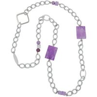 unbespielt Collier Kette Kunststoff-Perlen flieder Weitpanzerkette Aluminium 95 cm, Modeschmuck für Damen von unbespielt