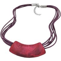 unbespielt Collier Rohr flach gebogen pink lila Farbton marmoriert matt Kunststoff 45 cm, Modeschmuck für Damen von unbespielt