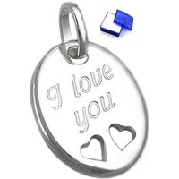 unbespielt Herzanhänger Anhänger mit Gravur - I Love you - 925 Silber inkl. kleiner Schmuckbox, Silberschmuck für Damen und Herren von unbespielt