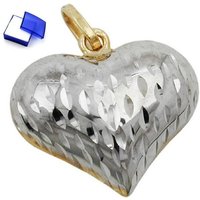 unbespielt Herzanhänger Kettenanhänger Anhänger Herz Bicolor 14 x 16 mm diamantiert 9 Karat Gold inklusive Schmuckbox, Goldschmuck für Damen von unbespielt