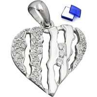 unbespielt Herzanhänger Kettenanhänger Anhänger Herz mit Zirkonias rhodiniert 925 Silber 19 x 19 mm inklusive Schmuckbox, Silberschmuck für Damen von unbespielt