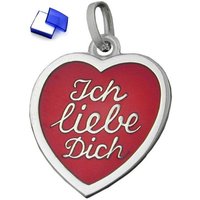 unbespielt Herzanhänger Kettenanhänger Anhänger Herz rot lackiert Ich liebe Dich 17 x 16 mm 925 Silber inklusive Schmuckbox, Silberschmuck für Damen von unbespielt