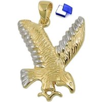 unbespielt Kettenanhänger Anhänger Adler bicolor rhodiniert glänzend 375 Gold 20 x 16 mm, Goldschmuck für Damen und Herren von unbespielt
