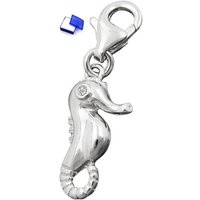 unbespielt Kettenanhänger Anhänger Charm Seepferdchen mit Zirkonia glänzend rhodiniert 925 Silber 16 x 8 mm inkl. Schmuckbox, Silberschmuck für Damen und Herren von unbespielt