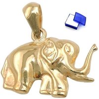 unbespielt Kettenanhänger Anhänger Elefant glänzend 375 Gold 15 x 12 mm inkl. Schmuckbox, Goldschmuck für Damen und Herren von unbespielt