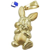 unbespielt Kettenanhänger Anhänger Hase matt-glänzend 585 Gold 20 x 11 mm inkl. Schmuckbox, Goldschmuck für Damen von unbespielt