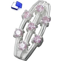 unbespielt Kettenanhänger Anhänger mit pinkfarbenen Zirkonias 925 Silber 21 x 9 mm Schmuckbox, Silberschmuck für Damen von unbespielt