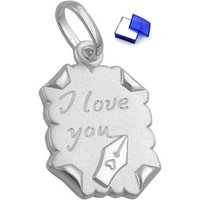 unbespielt Kettenanhänger Kettenanhänger Anhänger 22 x 15 mm Brief - I Love you - 925 Silber inkl. kleiner Schmuckbox, Silberschmuck für Damen und Herren von unbespielt