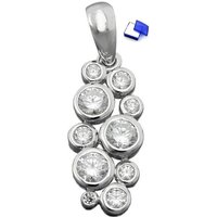 unbespielt Kettenanhänger Kettenanhänger Anhänger Traube mit Zirkonias glänzend rhodiniert 925 Silber 18 x 8 mm inklusive Schmuckbox, Silberschmuck für Damen von unbespielt