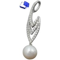 unbespielt Kettenanhänger Kettenanhänger Anhänger Zirkonias mit Zuchtperle rhodiniert 925 Silber 39 x 9 mm inklusive Schmuckbox, Silberschmuck für Damen von unbespielt