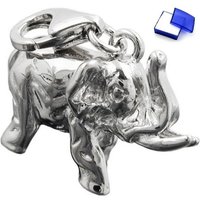 unbespielt Kettenanhänger Kettenanhänger Charm Anhänger Elefant 925 Silber rhodiniert 19 x 14 x 9 mm inkl. Schmuckbox, Silberschmuck für Damen und Herren von unbespielt