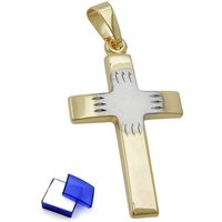 unbespielt Kreuzanhänger Anhänger Kreuz Bicolor-Effekt 375 Gold inklusive kl. Schmuckbox, Goldschmuck für Damen und Herren von unbespielt