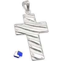 unbespielt Kreuzanhänger Anhänger Kreuz Wellenmuster matt-glänzend 925 Silber kl. Schmuckbox, Silberschmuck für Damen und Herren von unbespielt