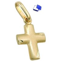 unbespielt Kreuzanhänger Anhänger Kreuz matt-diamantiert 375 Gold 12 x 10 mm kl. Schmuckbox, Goldschmuck für Damen und Herren von unbespielt