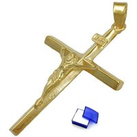 unbespielt Kreuzanhänger Anhänger Kreuz mit Jesus 375 Gold 30 x 18 mm inkl. Schmuckbox, Goldschmuck für Damen und Herren von unbespielt