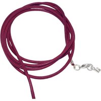 unbespielt Lederband Lederband Halskette für Anhänger Fuchsia Beere Verschluss Karabinerverschluss Silberfarben Länge 1 m verkürzbar. Breite 2 mm, Modeschmuck für Damen und Herren von unbespielt