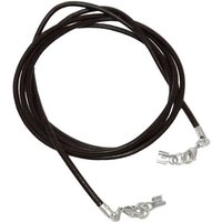 unbespielt Lederband Lederband Kette Collier Halskette Schwarz Damen Herren Zwei Karabinerverschluss Silberfarben 1m Lang Kürzbar, Modeschmuck für Damen und Herren von unbespielt