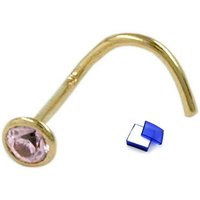 unbespielt Nasenpiercing Nasenstecker Piercing Zirkonia pink 750 Gold kl. Schmuckbox, Goldschmuck für Damen von unbespielt