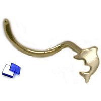 unbespielt Nasenpiercing Piercing Nasenstecker 2,5 mm Spirale mit kleinem Delfin 14 Karat 585 Gold inklusive Schmuckbox, Goldschmuck für Damen und Herren von unbespielt