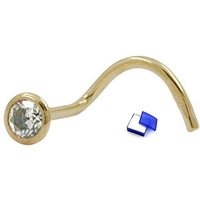 unbespielt Nasenpiercing Piercing Nasenstecker 2.5 mm Zirkonia rund weiß 9 Karat 375 Gold inkl. kleiner Schmuckbox, Goldschmuck für Damen und Herren von unbespielt