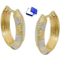 unbespielt Paar Creolen Ohrringe Bicolor-Effekt 375 Gold 14 x 3 mm inklusive Schmuckbox, Goldschmuck für Damen von unbespielt