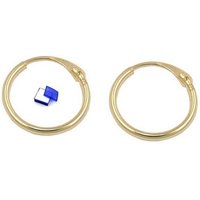 unbespielt Paar Creolen Ohrringe Drahtcreole 10 mm glänzend 375 Gold inkl. Schmuckbox, Goldschmuck für Damen von unbespielt