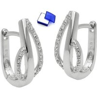 unbespielt Paar Creolen Ohrringe mit Zirkonias matt-glänzend rhodiniert 925 Silber 18 x 9 mm, Silberschmuck für Damen von unbespielt