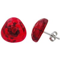 unbespielt Paar Ohrclips Modeschmuck Ohrringe Kunststoff rot transparent 14 mm inkl. Schmuckbox, Modeschmuck für Damen von unbespielt