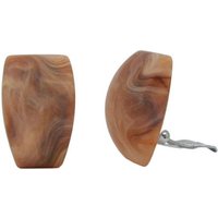 unbespielt Paar Ohrclips Modeschmuck Ohrringe Trapez horn-marmoriert-matt 27 x 17 mm Kunststoff, Modeschmuck für Damen von unbespielt