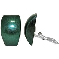 unbespielt Paar Ohrclips Modeschmuck Ohrringe grün-metallic glänzend 27 x 17 mm Kunststoff, Modeschmuck für Damen von unbespielt
