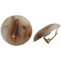 unbespielt Paar Ohrclips Modeschmuck Ohrringe naturbraun-marmoriert glänzend Kunststoff 30 mm, Modeschmuck für Damen von unbespielt