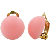 unbespielt Paar Ohrclips Modeschmuck Ohrringe rosa matt 18 mm halbrund gewölbt Kunststoff, Modeschmuck für Damen von unbespielt