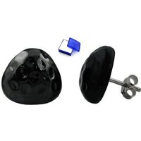 unbespielt Paar Ohrclips Modeschmuck Ohrringe schwarz gehämmert Kunststoff 14 mm kl. Schmuckbox, Modeschmuck für Damen von unbespielt