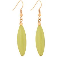unbespielt Paar Ohrclips Ohrringe Rillenolive Kunststoff hellgrün-matt 30 x 9 mm, Modeschmuck für Damen von unbespielt